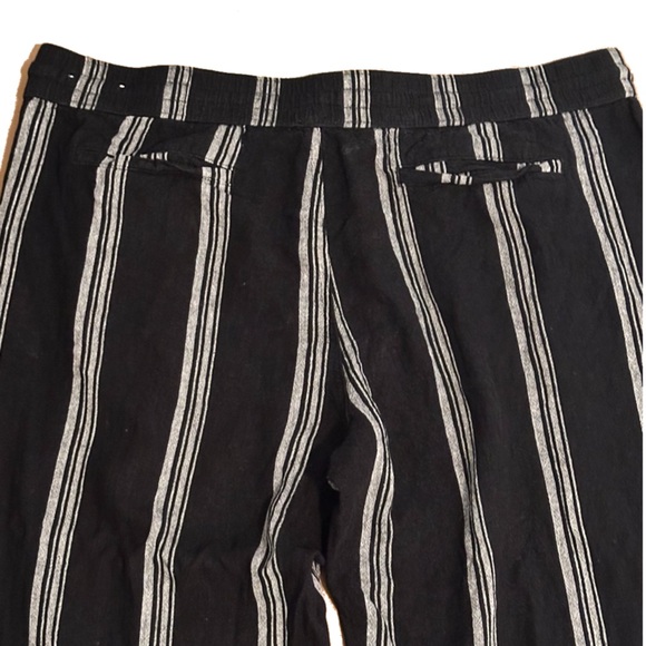 Ann Taylor XL black & white striped linen blend casual pants w elastic waist - Picture 6 of 9